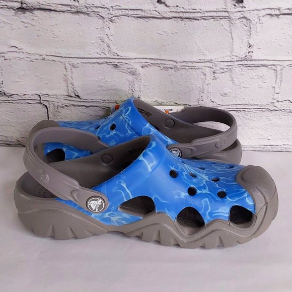 'CROCS' SWIFTWATER GRAPHIC RUGGED CLOG SLIDES - Picture 8 of 16